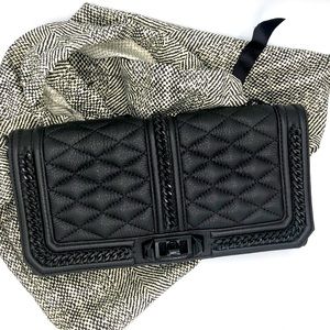 REBECCA MINKOFF QUILTED LEATHER CLUTCH/CROSSBODY